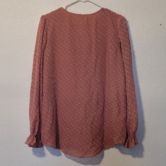 Anthropologie By The River Long Sleeve Ruffled Blouse with Peplum Sleeves - Picture 2 of 11